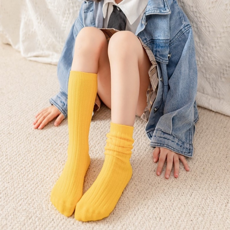 Girl 5-12 Years 7 Pairs Autumn Winter Slouch Cotton Socks Long Crew Socks